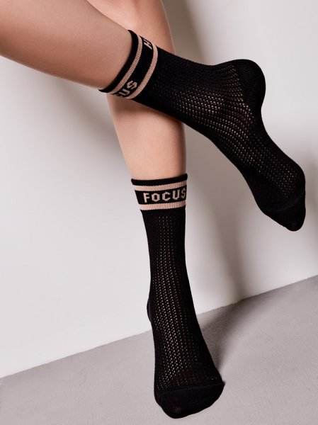 Lange Socken mit Ajourmuster Schwarz
